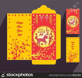 Chinese New Year red envelope flat icon, year of the dog 2018