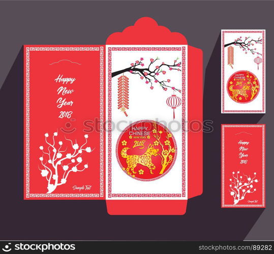 Chinese New Year red envelope flat icon, year of the dog 2018