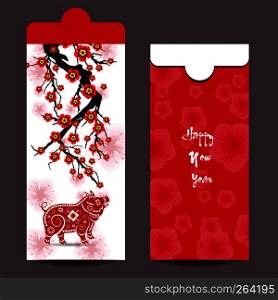 Chinese New Year red envelope flat icon, year of the pig 2040