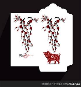 Chinese New Year red envelope flat icon, year of the pig 2042