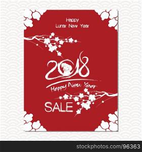 Chinese New Year sale design template. The year of dog, chinese paper cut arts