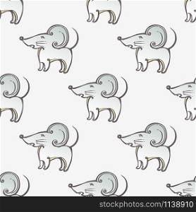 Chinese New Year seamless pattern with hand drawn rats on white background. Suitable for packaging, wrappers, fabric design. Chinese New Year seamless pattern with hand drawn rats