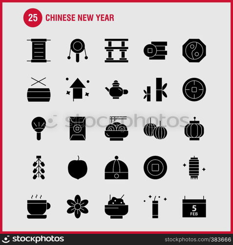 Chinese New Year Solid Glyph Icon Pack For Designers And Developers. Icons Of Calendar, Feb, Month, Schedule, Chinese, New, Toy, Year, Vector