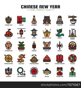 Chinese New Year , Thin Line and Pixel Perfect Icons