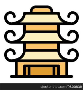 Chinese pagoda icon outline vector. China building. Asian house color flat. Chinese pagoda icon vector flat