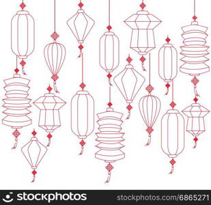 Chinese paper lanterns for mid autumn festival on a white background