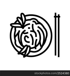 chinese pasta line icon vector. chinese pasta sign. isolated contour symbol black illustration. chinese pasta line icon vector illustration