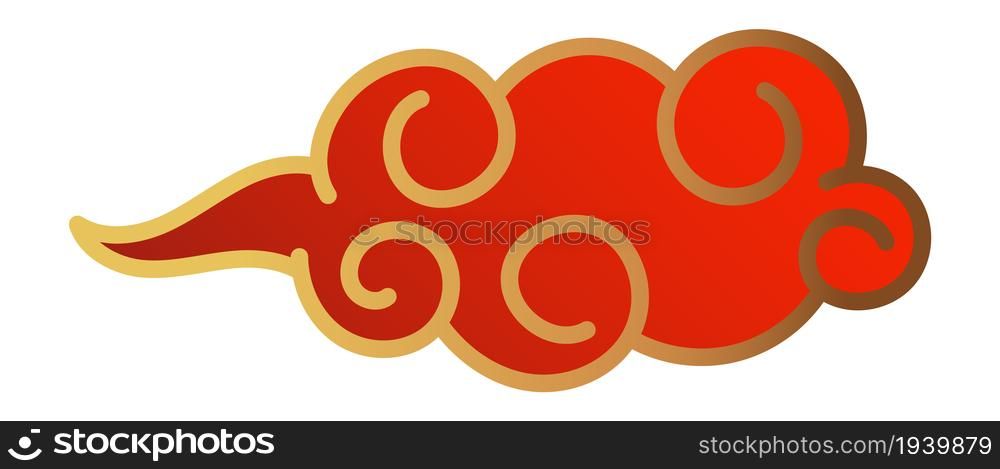 Chinese pattern cloud element. Asian design japanese clouds red silhouette isolated on white background. Chinese pattern cloud element. Asian design japanese clouds red silhouette