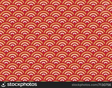 Chinese seamless pattern gold and red wave new year background