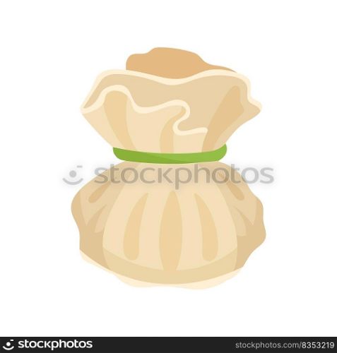 Chinese steamed dumpling semi flat color vector object. Authentic cuisine. Cooking recipe. Full sized item on white. Simple cartoon style illustration for web graphic design and animation. Chinese steamed dumpling semi flat color vector object
