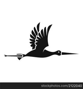 Chinese stork icon simple vector. Fly bird. Cute japanese stork. Chinese stork icon simple vector. Fly bird