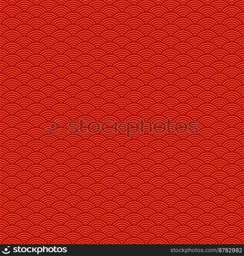 Chinese style seamless pattern on red background. Traditional oriental wavy ornament. Vector.. Chinese style seamless pattern on red background. Traditional oriental wavy ornament. Vector