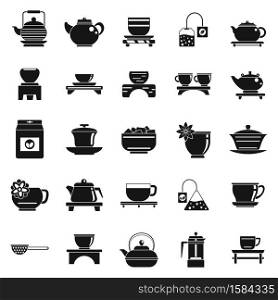 Chinese tea ceremony icons set. Simple set of chinese tea ceremony vector icons for web design on white background. Chinese tea ceremony icons set, simple style