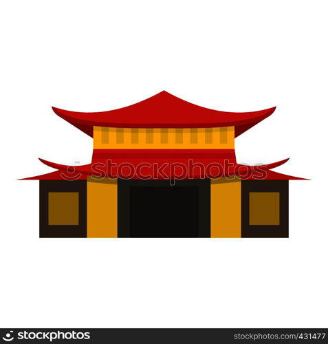 Chinese temple icon flat isolated on white background vector illustration. Chinese temple icon isolated