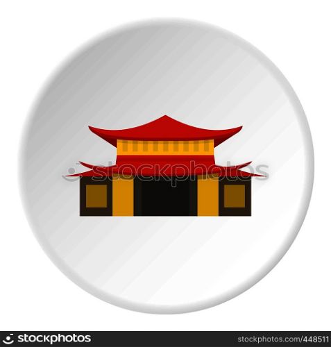 Chinese temple icon in flat circle isolated vector illustration for web. Chinese temple icon circle