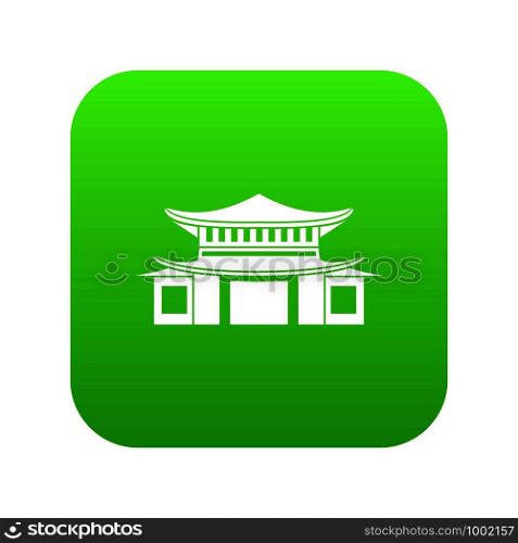 Chinese traditional building. icon digital green for any design isolated on white vector illustration. Chinese icon digital green