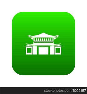 Chinese traditional building. icon digital green for any design isolated on white vector illustration. Chinese icon digital green