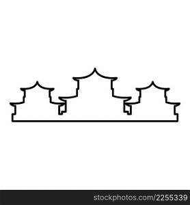 Chinese traditional buildings contour outline line icon black color vector illustration image thin flat style simple. Chinese traditional buildings contour outline line icon black color vector illustration image thin flat style