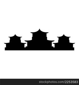 Chinese traditional buildings icon black color vector illustration image flat style simple. Chinese traditional buildings icon black color vector illustration image flat style