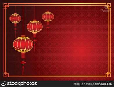 Chinese traditional template with red lanterns on Seamless Pattern Background