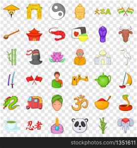 Chinese travel icons set. Cartoon style of 36 chinese travel vector icons for web for any design. Chinese travel icons set, cartoon style