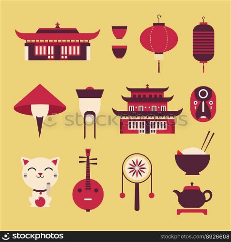 Chinese travel icons vector image