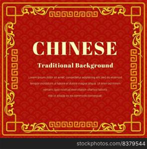 Chinese vintage frame, decorative classic festive red background, vector illustration.