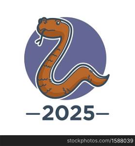 Chinese zodiac sign, snake symbol of Eastern Asian horoscope, isolated icon vector. Lunar calendar element, wild venomous animal, reptile. Oriental culture and tradition, 2025 New Year mascot. Horoscope and zodiac sign, Snake symbol of Chinese New Year