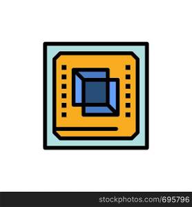 Chip, Computer, Cpu, Hardware, Processor Flat Color Icon. Vector icon banner Template