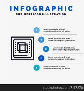 Chip, Computer, Cpu, Hardware, Processor Line icon with 5 steps presentation infographics Background