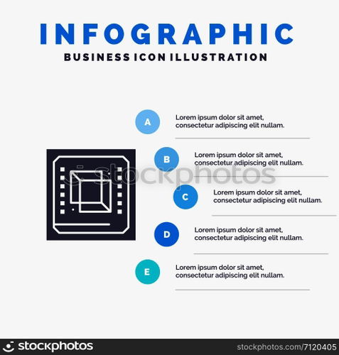 Chip, Computer, Cpu, Hardware, Processor Solid Icon Infographics 5 Steps Presentation Background