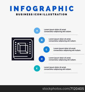 Chip, Computer, Cpu, Hardware, Processor Solid Icon Infographics 5 Steps Presentation Background