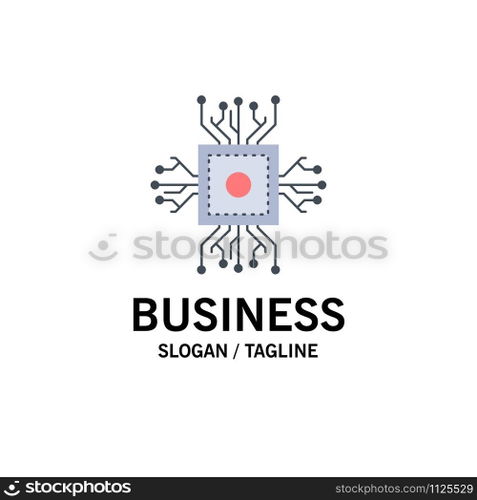 Chip, cpu, microchip, processor, technology Flat Color Icon Vector