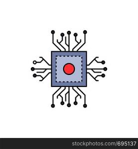 Chip, cpu, microchip, processor, technology Flat Color Icon Vector