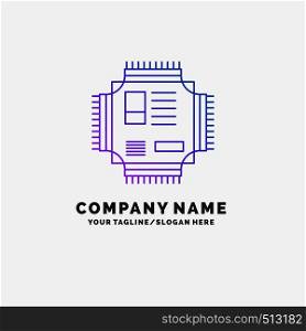 Chip, cpu, microchip, processor, technology Purple Business Logo Template. Place for Tagline. Vector EPS10 Abstract Template background