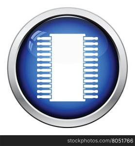 Chip icon. Glossy button design. Vector illustration.