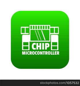 Chip microcontroller icon green vector isolated on white background. Chip microcontroller icon green vector