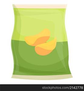 Chips with herbs icon cartoon vector. Green pack. Cream nacho. Chips with herbs icon cartoon vector. Green pack
