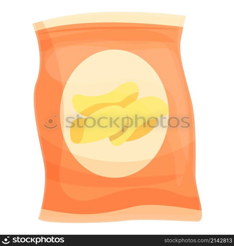 Chips with paprika icon cartoon vector. Packet with potato. Spicy product. Chips with paprika icon cartoon vector. Packet with potato