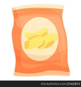 Chips with paprika icon cartoon vector. Packet with potato. Spicy product. Chips with paprika icon cartoon vector. Packet with potato