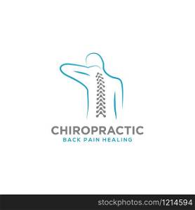 Chiropractic logo design. Spine logo template. Spinal icon. Backbone icon related to Physio therapy