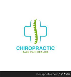 Chiropractic logo design. Spine logo template. Spinal icon. Backbone icon related to Physio therapy