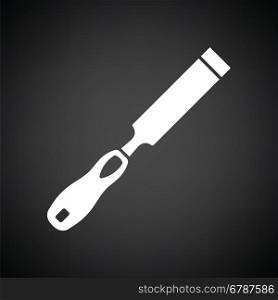 Chisel icon. Black background with white. Vector illustration.