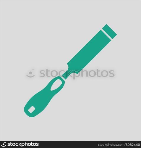 Chisel icon. Gray background with green. Vector illustration.