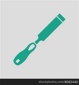 Chisel icon. Gray background with green. Vector illustration.
