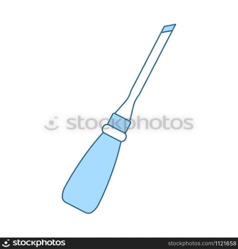 Chisel Icon. Thin Line With Blue Fill Design. Vector Illustration.