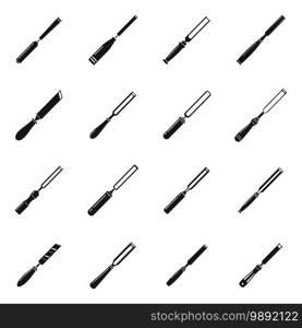 Chisel tool icons set. Simple set of chisel tool vector icons for web design on white background. Chisel tool icons set, simple style