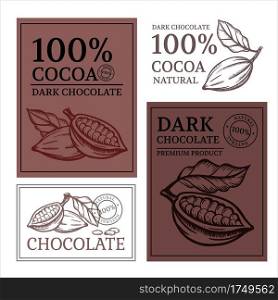 CHOCOLATE AND COCOA Design Label Vector Illustration Set