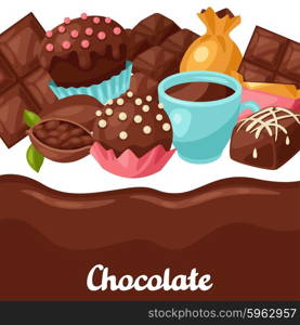 Chocolate background with various tasty sweets and candies. Chocolate background with various tasty sweets and candies.