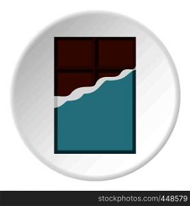 Chocolate bar icon in flat circle isolated vector illustration for web. Chocolate bar icon circle